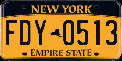 NY license plate FDY0513