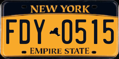 NY license plate FDY0515
