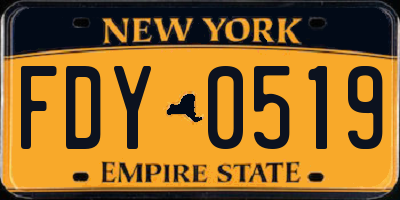 NY license plate FDY0519