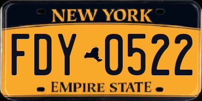 NY license plate FDY0522