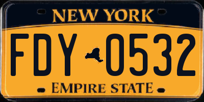 NY license plate FDY0532