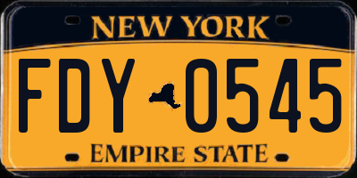 NY license plate FDY0545