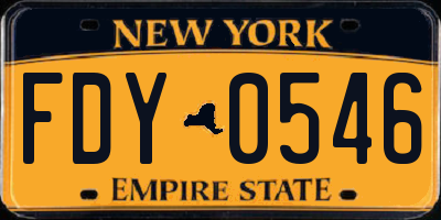 NY license plate FDY0546
