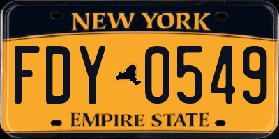 NY license plate FDY0549