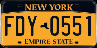 NY license plate FDY0551