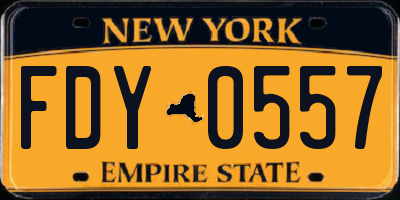 NY license plate FDY0557