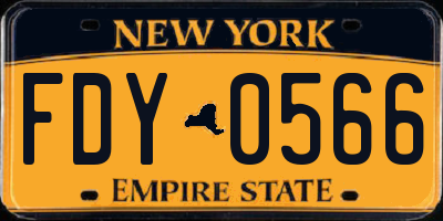 NY license plate FDY0566