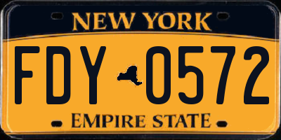 NY license plate FDY0572