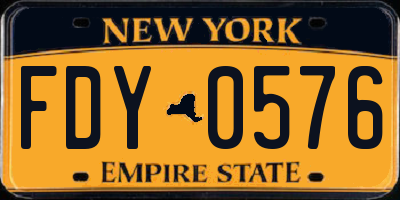NY license plate FDY0576