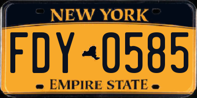 NY license plate FDY0585