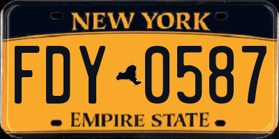 NY license plate FDY0587