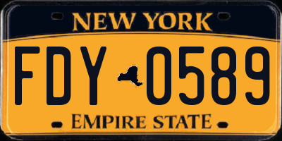 NY license plate FDY0589