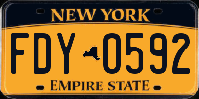 NY license plate FDY0592