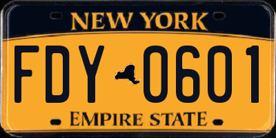 NY license plate FDY0601