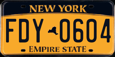 NY license plate FDY0604