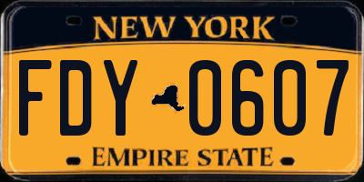 NY license plate FDY0607