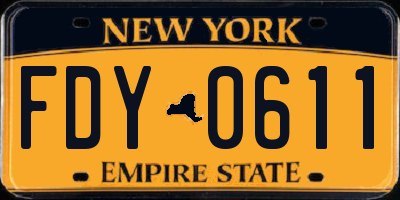 NY license plate FDY0611