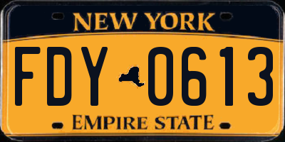 NY license plate FDY0613