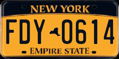 NY license plate FDY0614