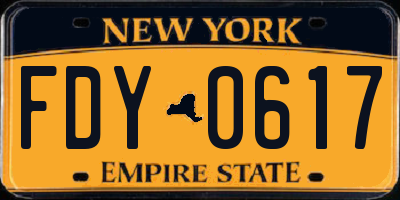NY license plate FDY0617