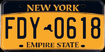 NY license plate FDY0618