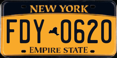 NY license plate FDY0620