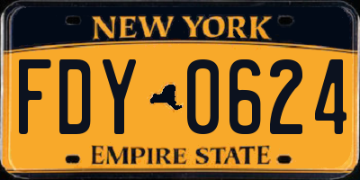 NY license plate FDY0624