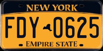 NY license plate FDY0625