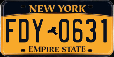 NY license plate FDY0631