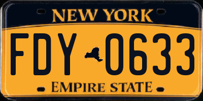 NY license plate FDY0633