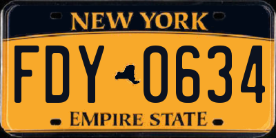 NY license plate FDY0634