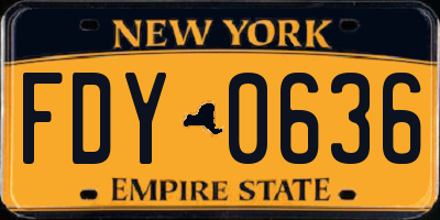 NY license plate FDY0636