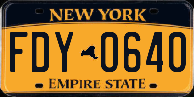 NY license plate FDY0640