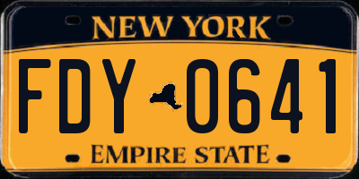 NY license plate FDY0641
