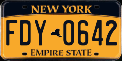 NY license plate FDY0642