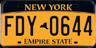 NY license plate FDY0644