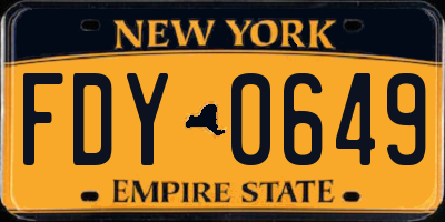 NY license plate FDY0649