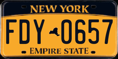NY license plate FDY0657