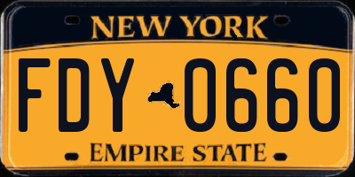 NY license plate FDY0660