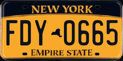 NY license plate FDY0665