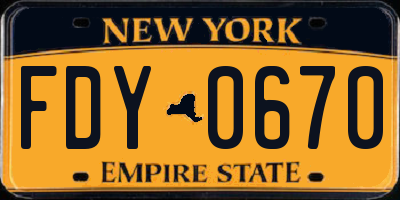 NY license plate FDY0670