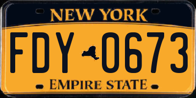NY license plate FDY0673