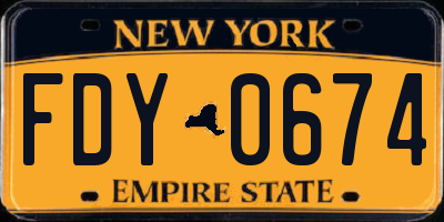 NY license plate FDY0674