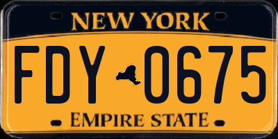NY license plate FDY0675