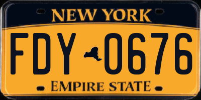 NY license plate FDY0676