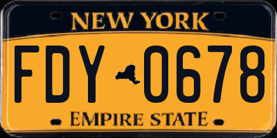 NY license plate FDY0678