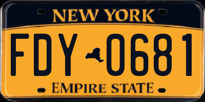 NY license plate FDY0681