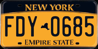 NY license plate FDY0685