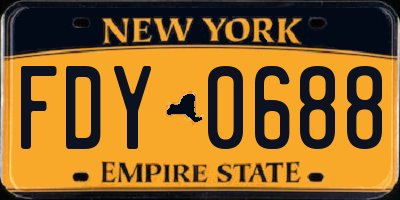 NY license plate FDY0688