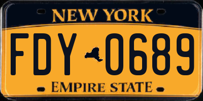 NY license plate FDY0689